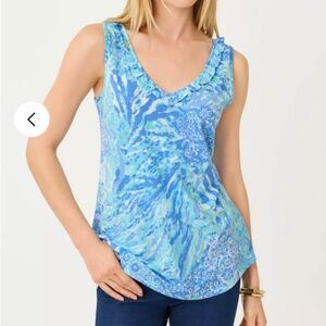 $43 SALE Pulitzer Gigi Ruffle Tank Top. Size: XXL Color: Blue Haven - New